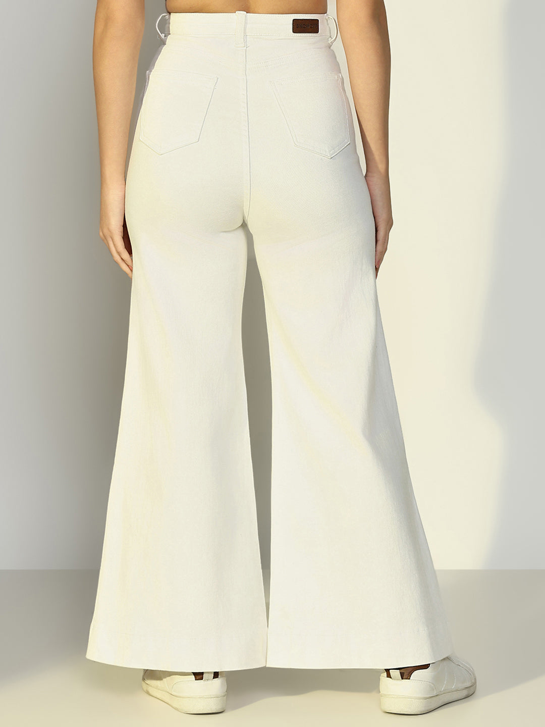 Women's White High Rise Flare Fit Jeans