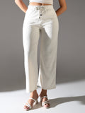 Women's White Comfort Straight Fit Trousers