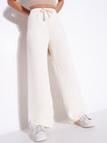Women's Off White Comfort Mid-Rise Parallel Trousers