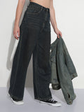 Women's Navy Blue High Rise Baggy Jeans