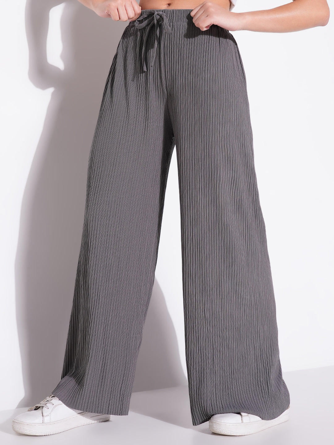 Women's Grey Regular Fit Regular Fit Comfort Trousers