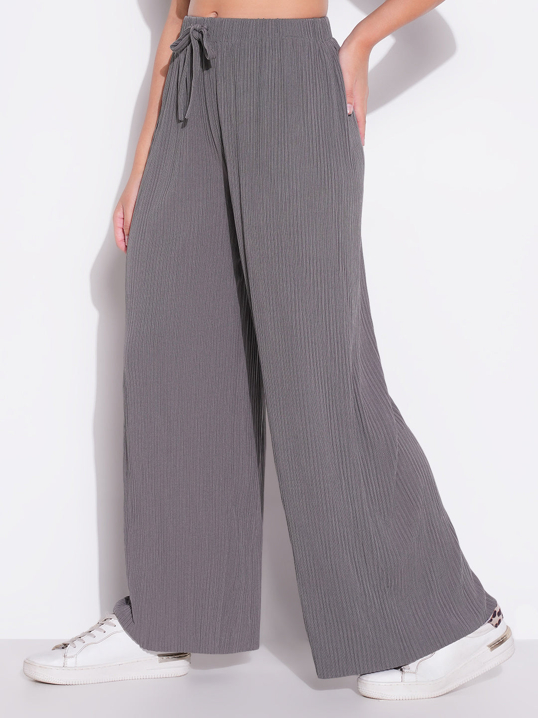 Women's Grey Regular Fit Regular Fit Comfort Trousers