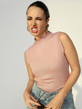 Women's Pink High Neck Top