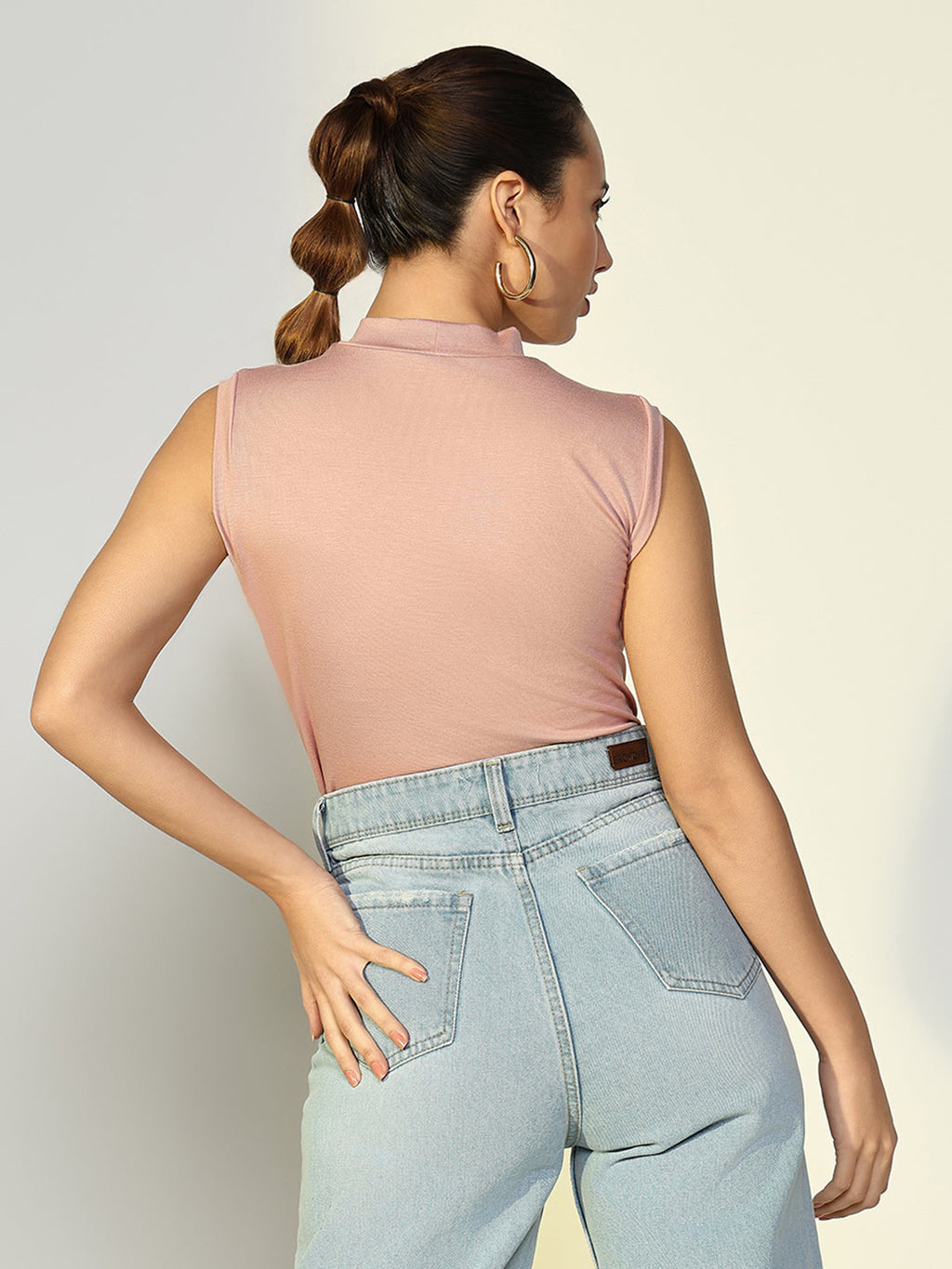 Women's Pink High Neck Top