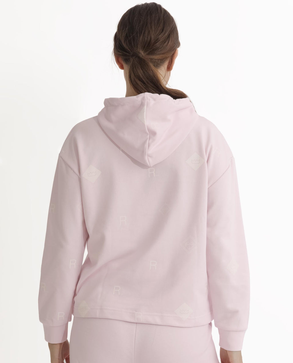 Rareism Women's Choice Light Pink Polyester Blend Hooded Plain Regular Fit Sweatshirt