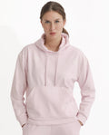 Rareism Women's Choice Light Pink Polyester Blend Hooded Plain Regular Fit Sweatshirt