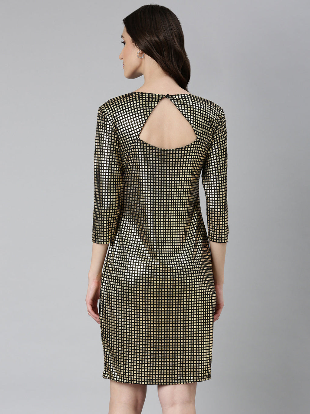 Women's Gold Embellished Sheath Dress