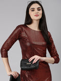 Women's Red Checked Sheath Party Dress