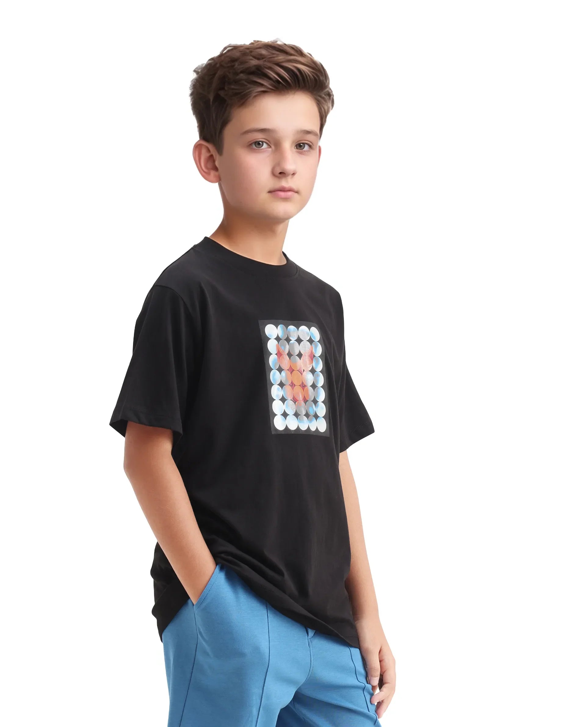 Rare Ones Kids Locon-K Black Cotton Graphic Print Regular Fit T-Shirt
