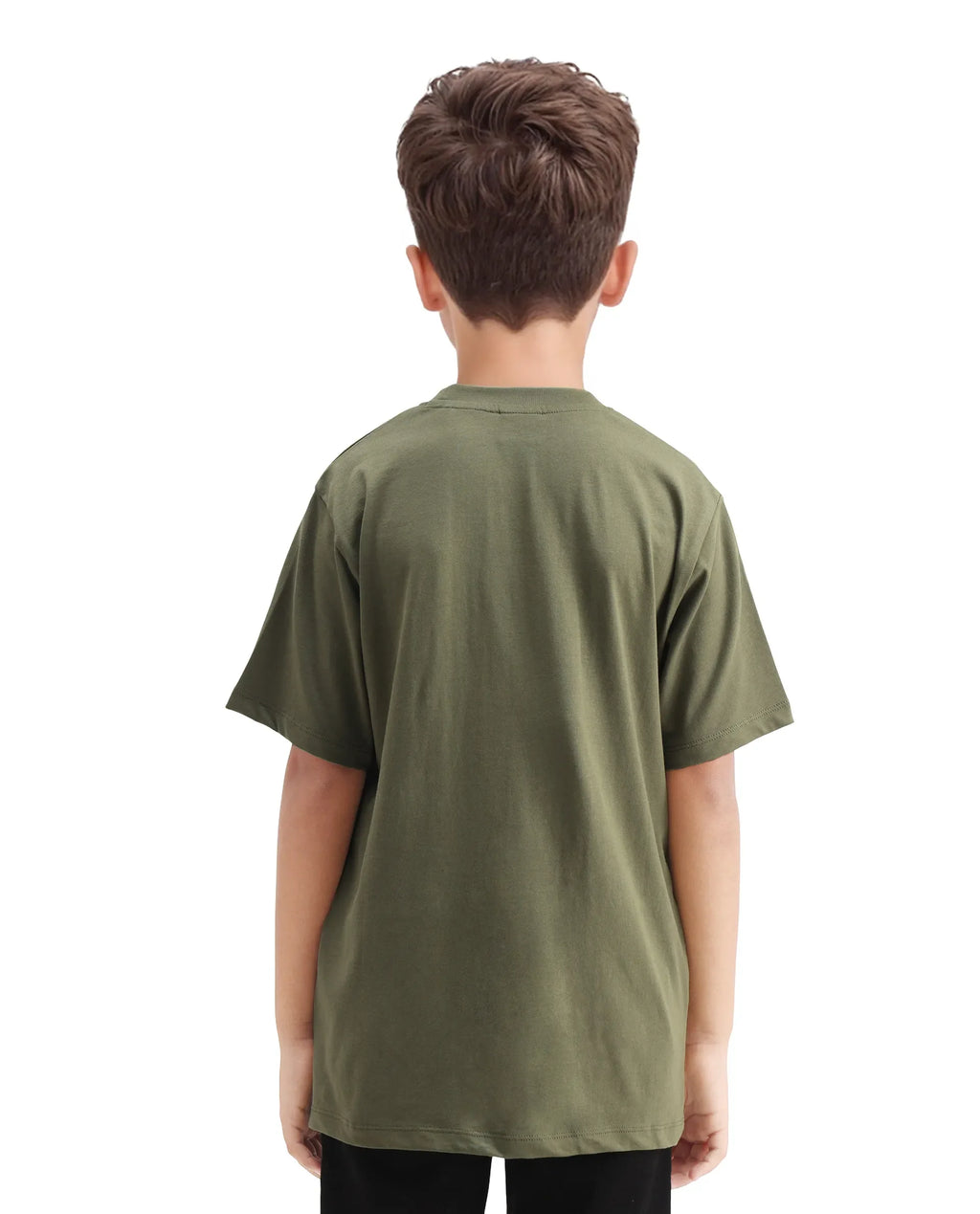 Rare Ones Kids Locon-K Olive Cotton Graphic Print Regular Fit T-Shirt
