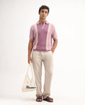 Rare Rabbit Men's Coft-B Beige Linen Blend Plain Loose Fit Trouser