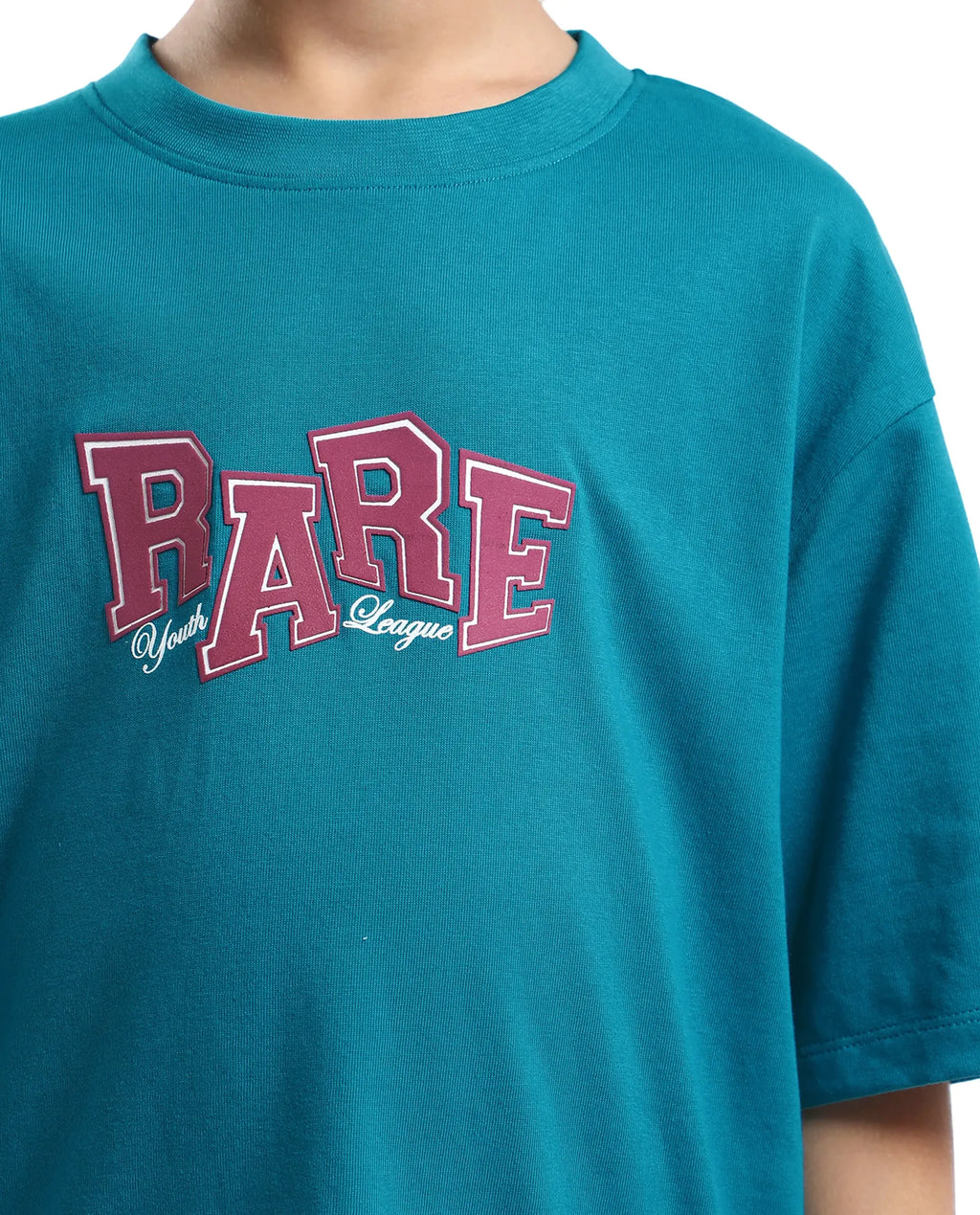 Rare Ones Kids Cole Turq Cotton Graphic Print Slip-On Oversized Fit T-Shirt
