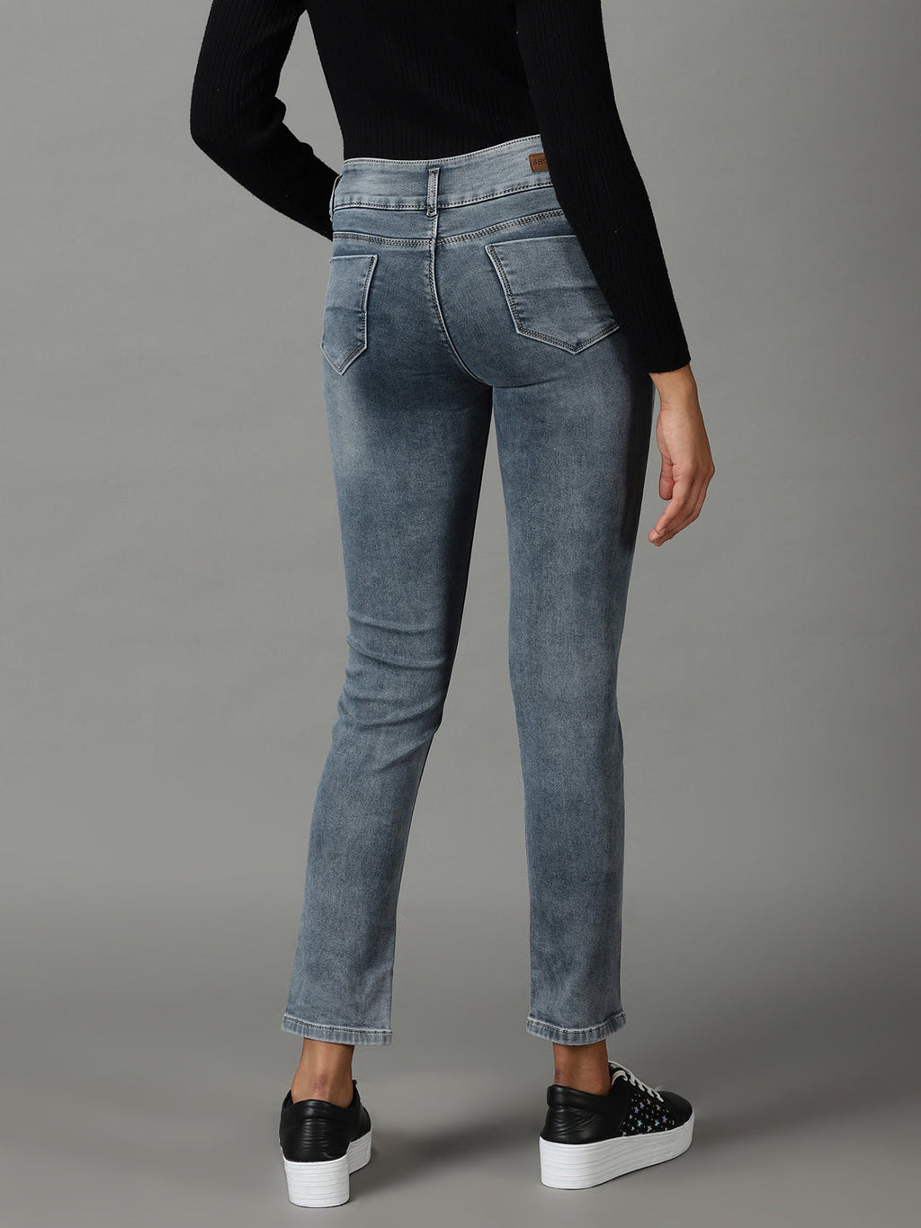 Women's Grey High-Rise Light Fade Stretchable Cotton Jeans