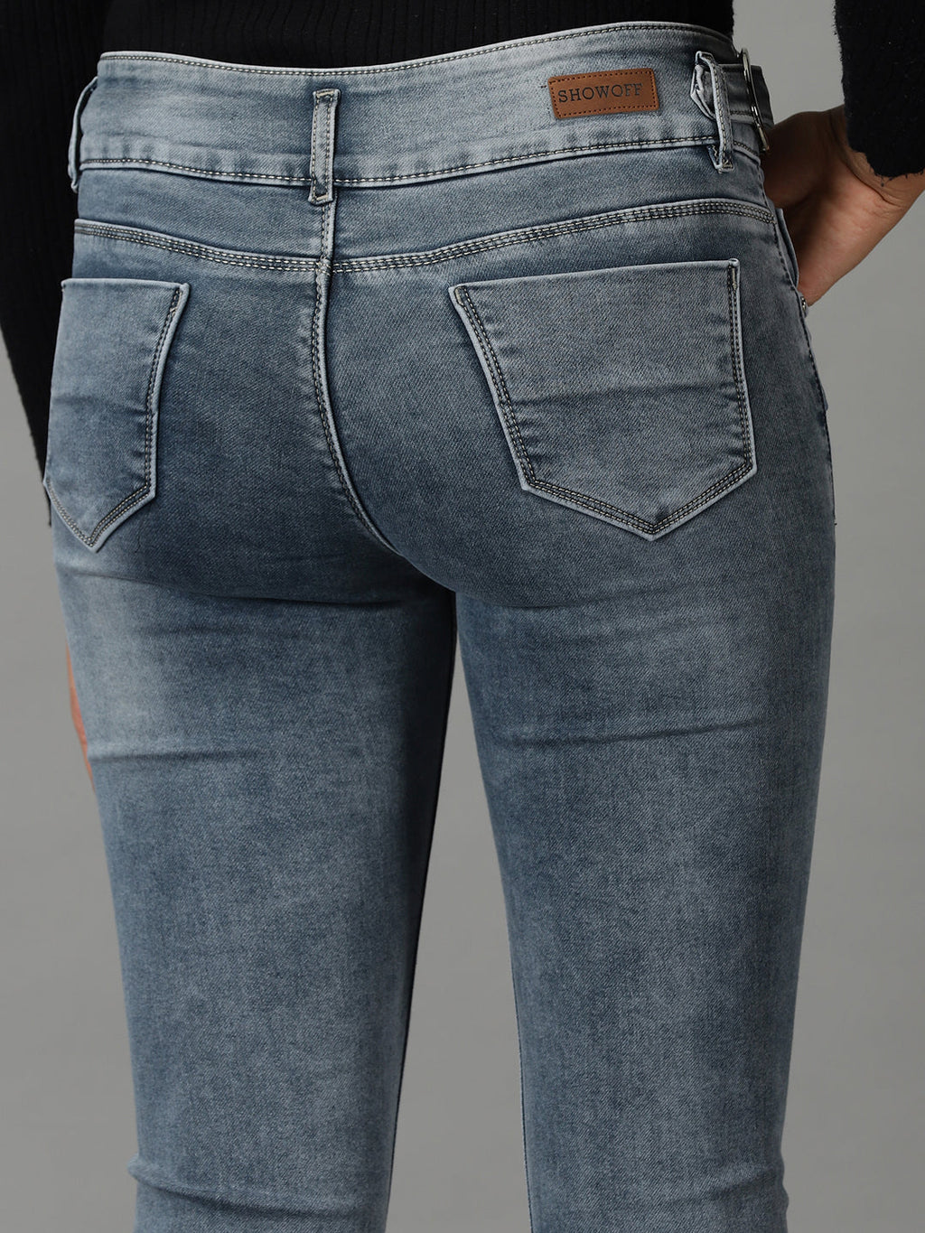 Women's Grey High-Rise Light Fade Stretchable Cotton Jeans