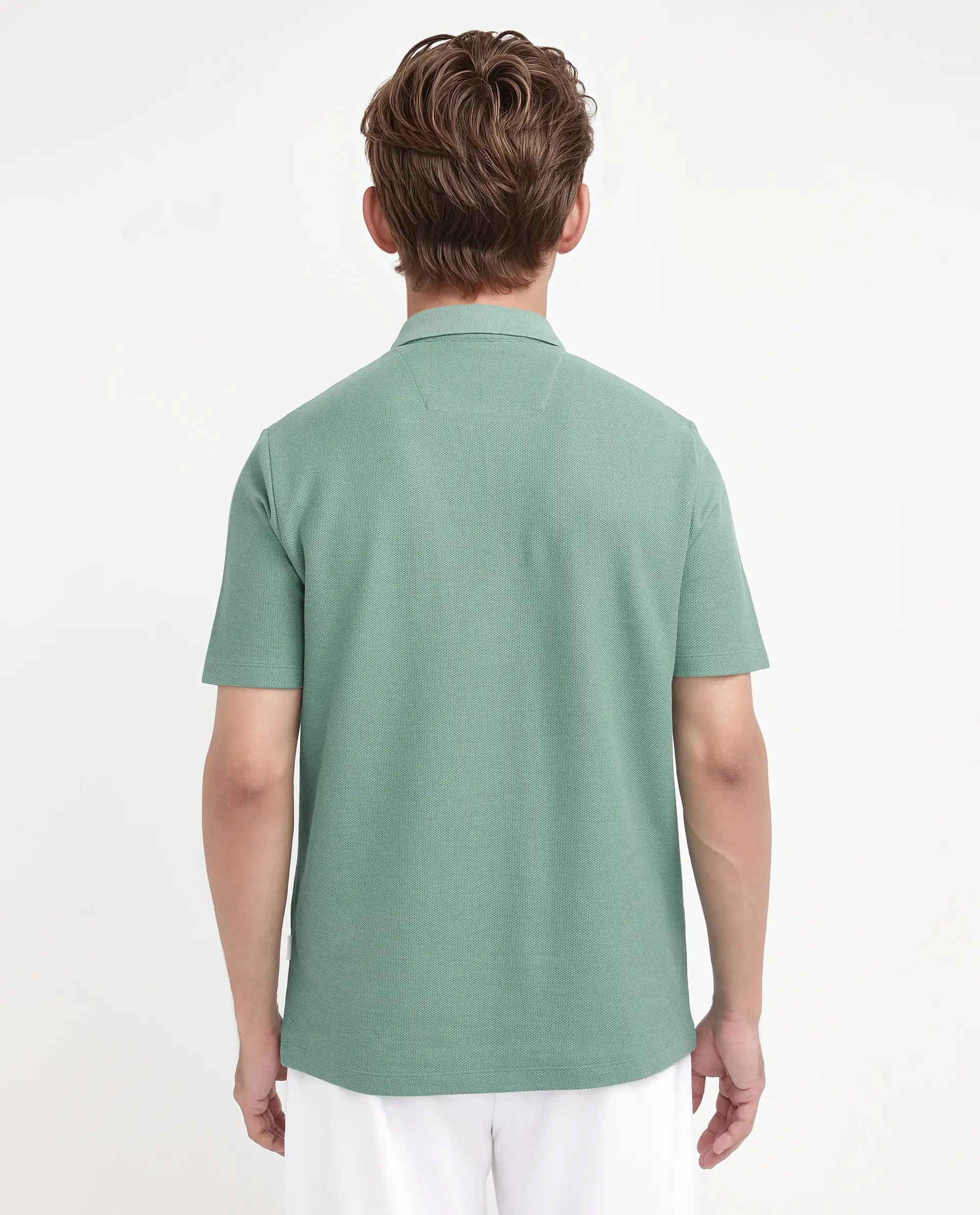 Rare Rabbit Men's Crin Light Green Cotton Plain Regular Fit Half Sleeve Polo