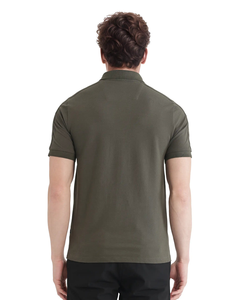 Rare Rabbit Men's Cron Olive Cotton Plain Regular Fit Half Sleeve Polo