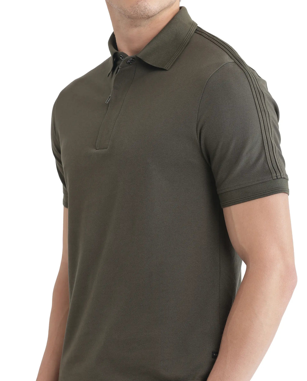 Rare Rabbit Men's Cron Olive Cotton Plain Regular Fit Half Sleeve Polo
