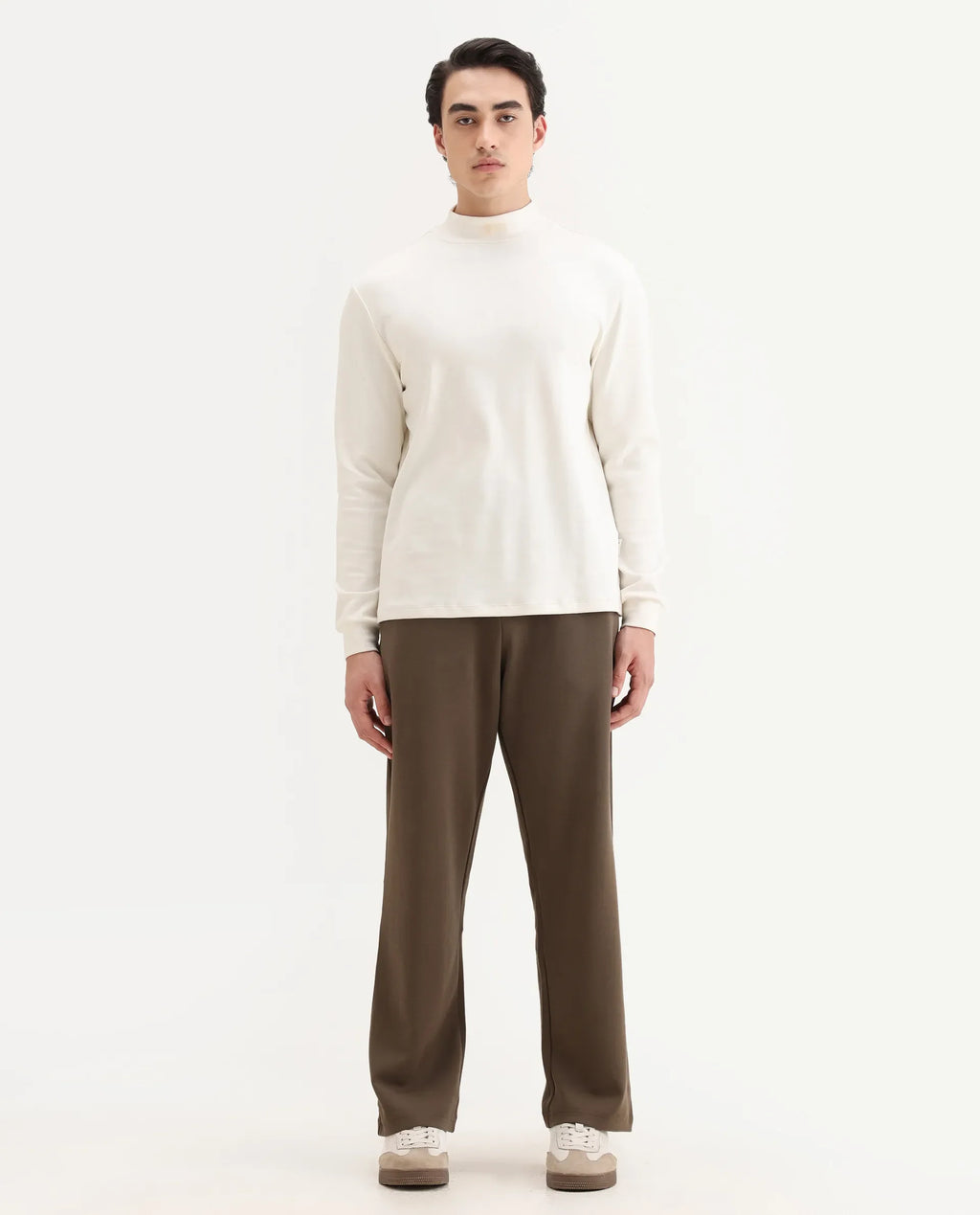 Rare Rabbit Men's Dalton Grey Cotton Blend Plain Baggy Fit Trouser