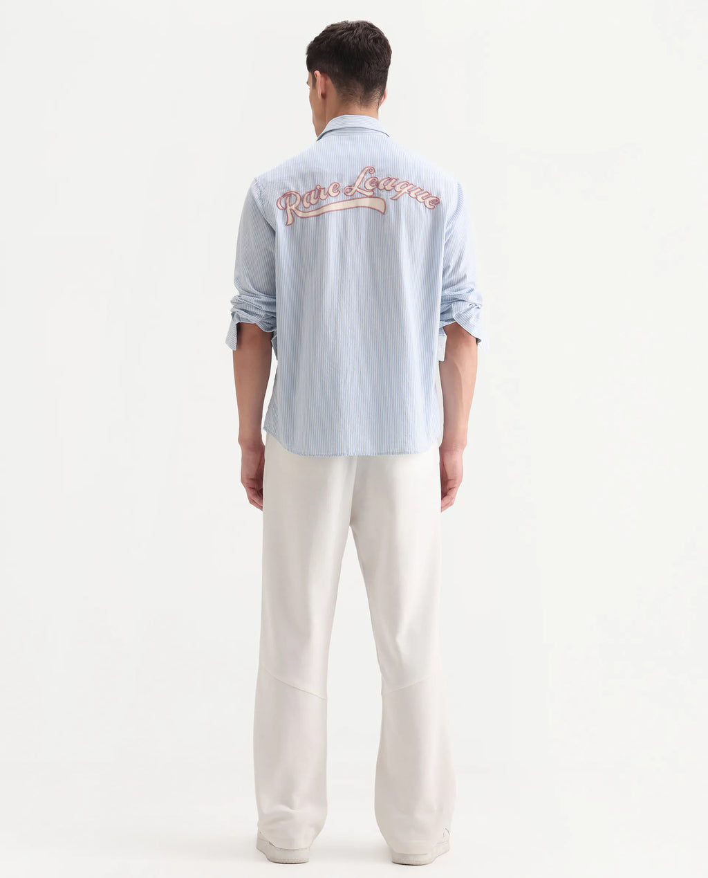 Rare Rabbit Men's Dalton Off White Cotton Blend Plain Baggy Fit Trouser