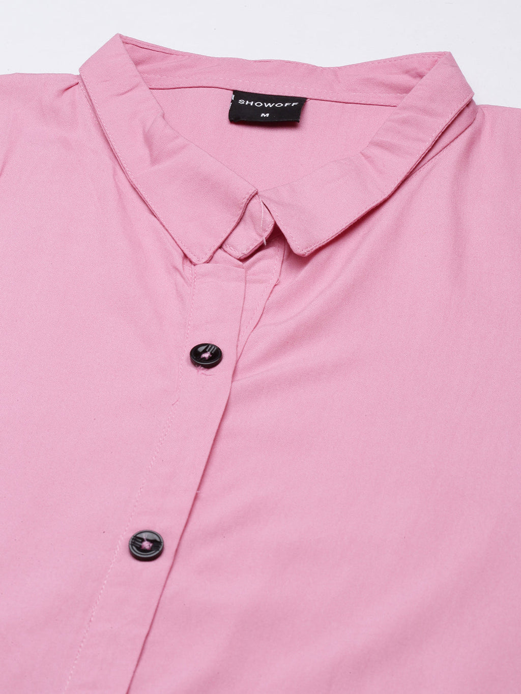 Women's Pink Cotton Shirt Style Dress