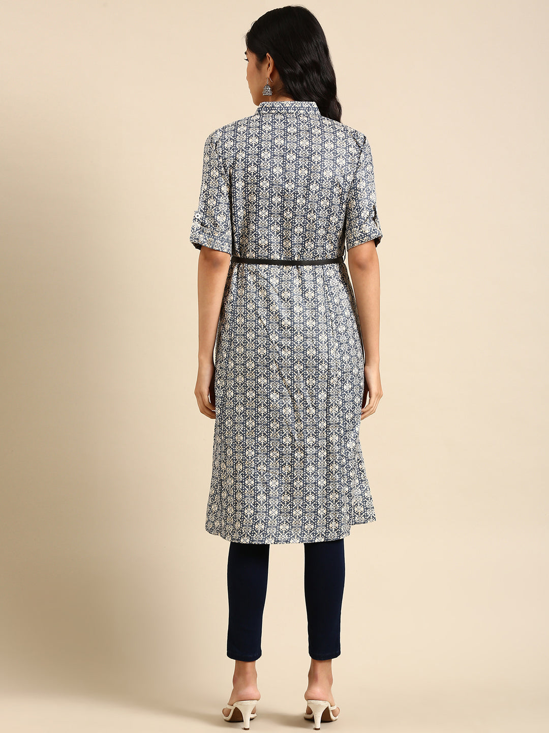 Women's Blue Solid A-Line Kurta