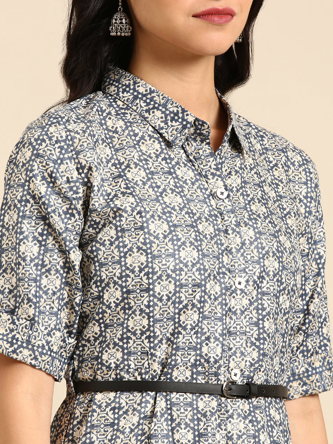 Women's Blue Solid A-Line Kurta