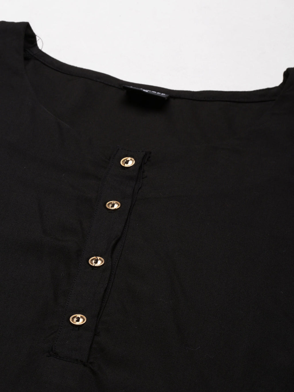Women's Black Round Neck Straight Kurta