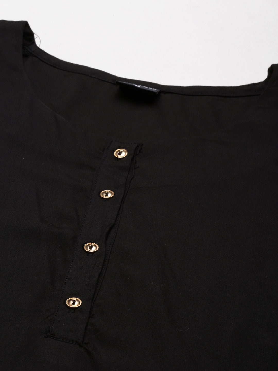 Women's Black Round Neck Straight Kurta