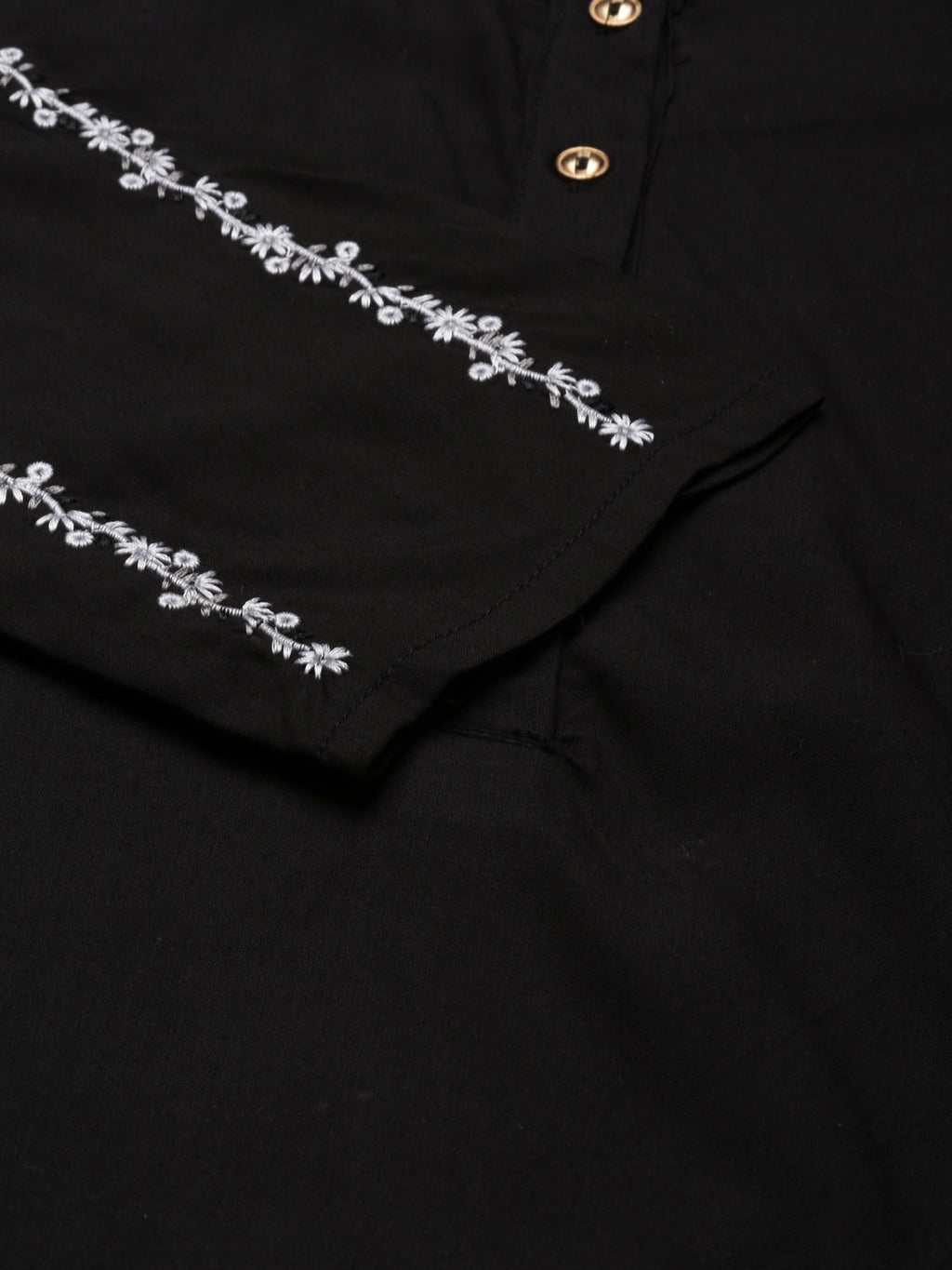 Women's Black Round Neck Straight Kurta