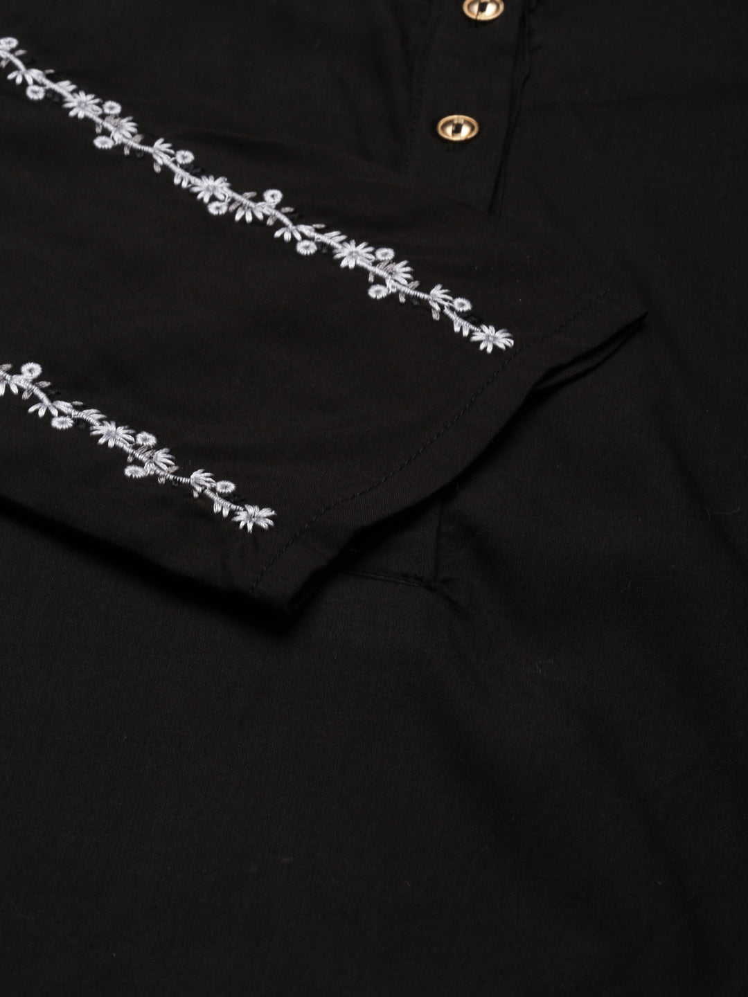Women's Black Round Neck Straight Kurta
