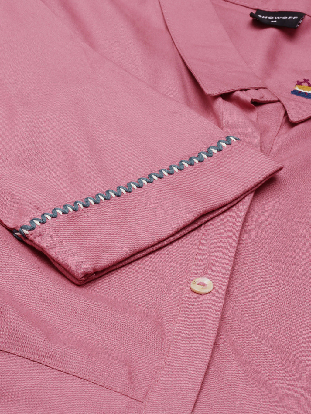 Women's Pink Shirt Collar Short Sleeves Belted Shirt Dress