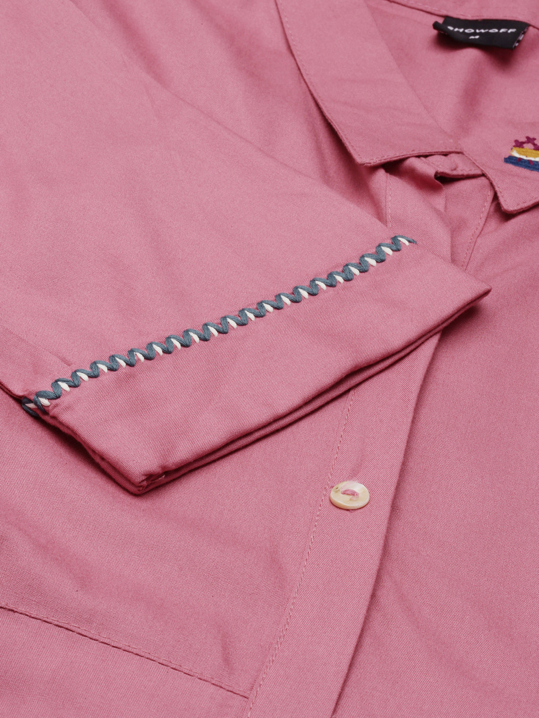 Women's Pink Shirt Collar Short Sleeves Belted Shirt Dress