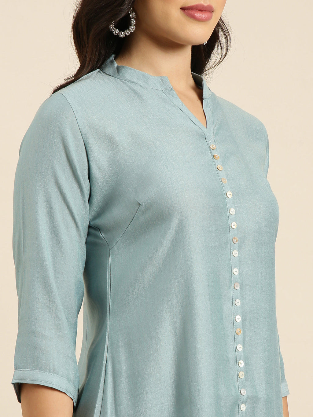 Women's Straight Grey Solid Kurta
