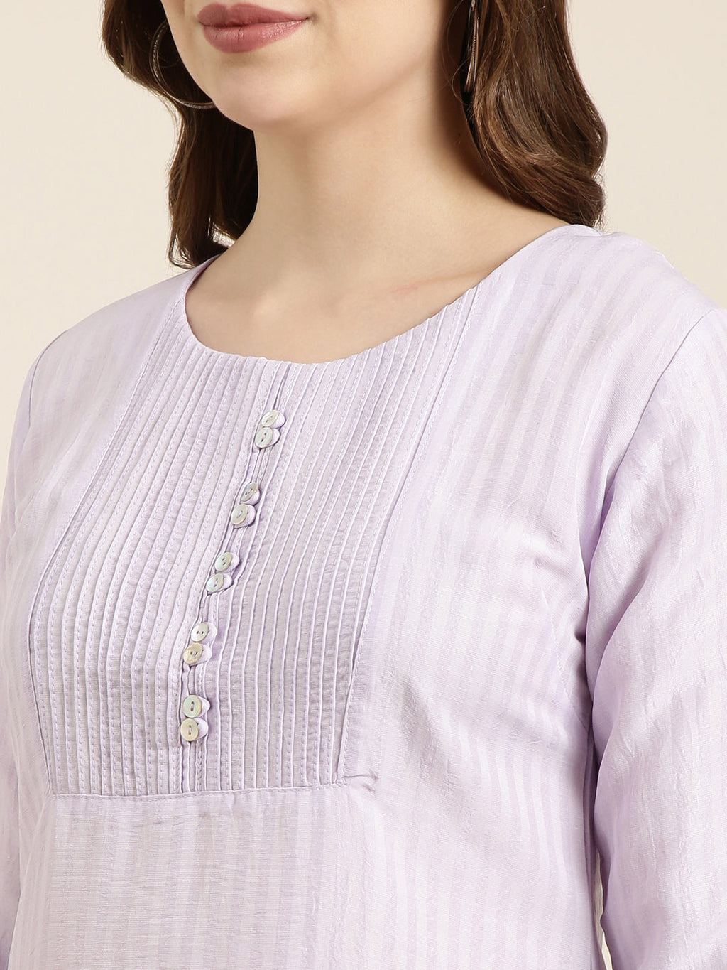 Women's Straight Lavender Solid Kurta