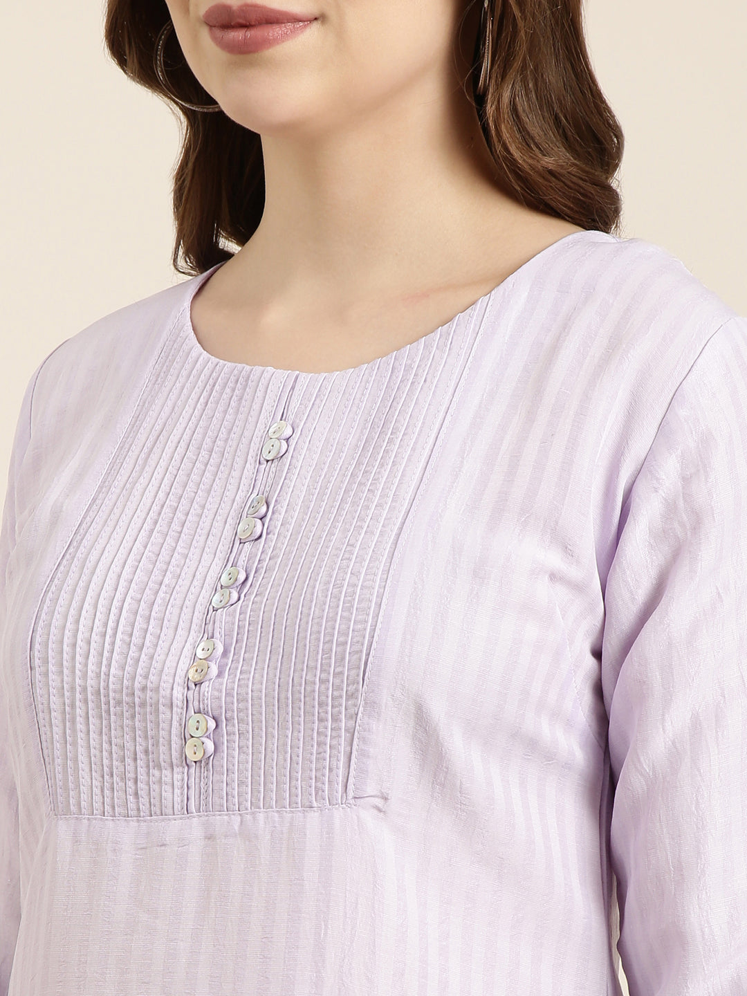 Women's Straight Lavender Solid Kurta