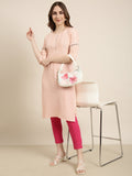 Women's Straight Peach Striped Kurta