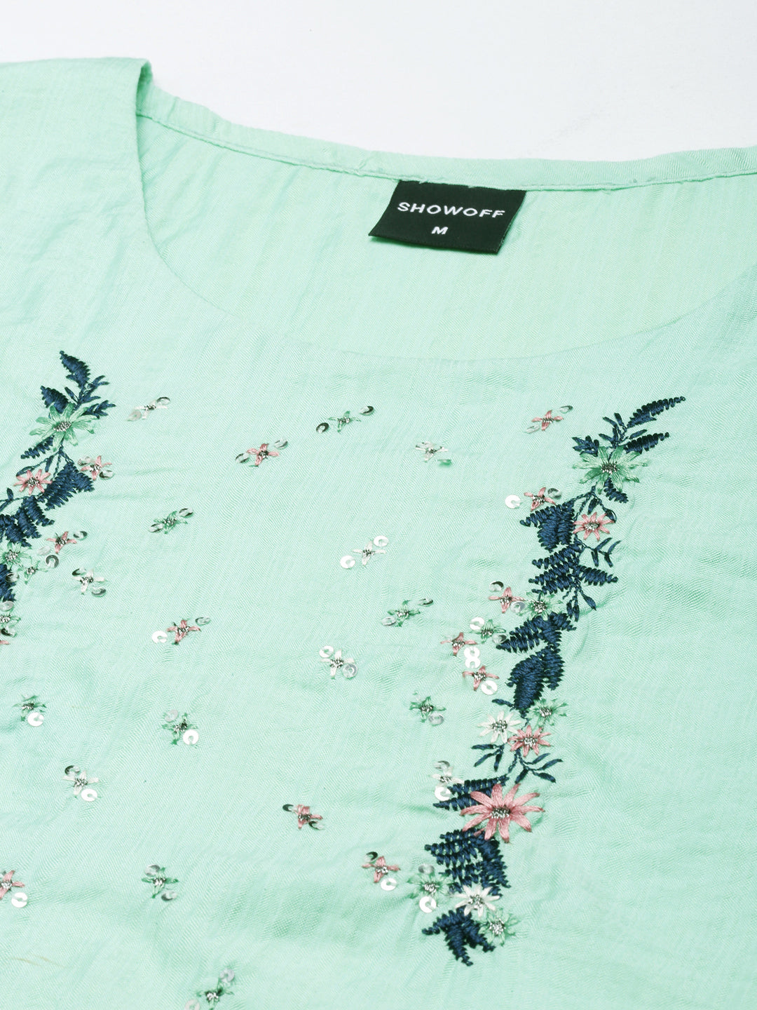 Women's Straight Sea Green Solid Kurta