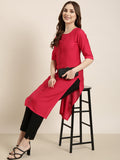 Women's Straight Pink Solid Kurta