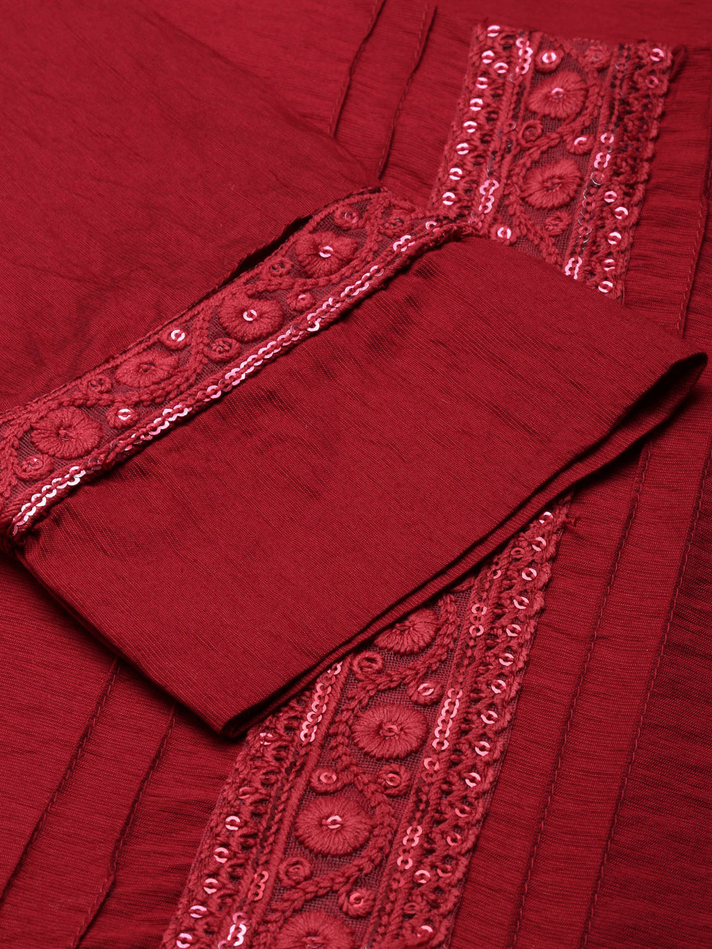 Women's Straight Maroon Solid Kurta