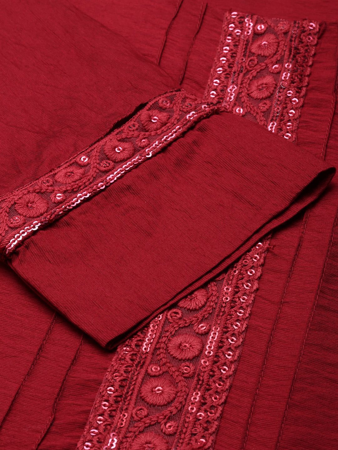 Women's Straight Maroon Solid Kurta
