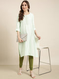Women's Straight Sea Green Solid Kurta