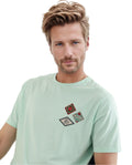 Rare Rabbit Men's Dorl Light Blue Cotton Graphic Print Regular Fit Half Sleeve Crew Neck T-Shirt