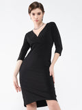 Women's Black Solid Bodycon Dress