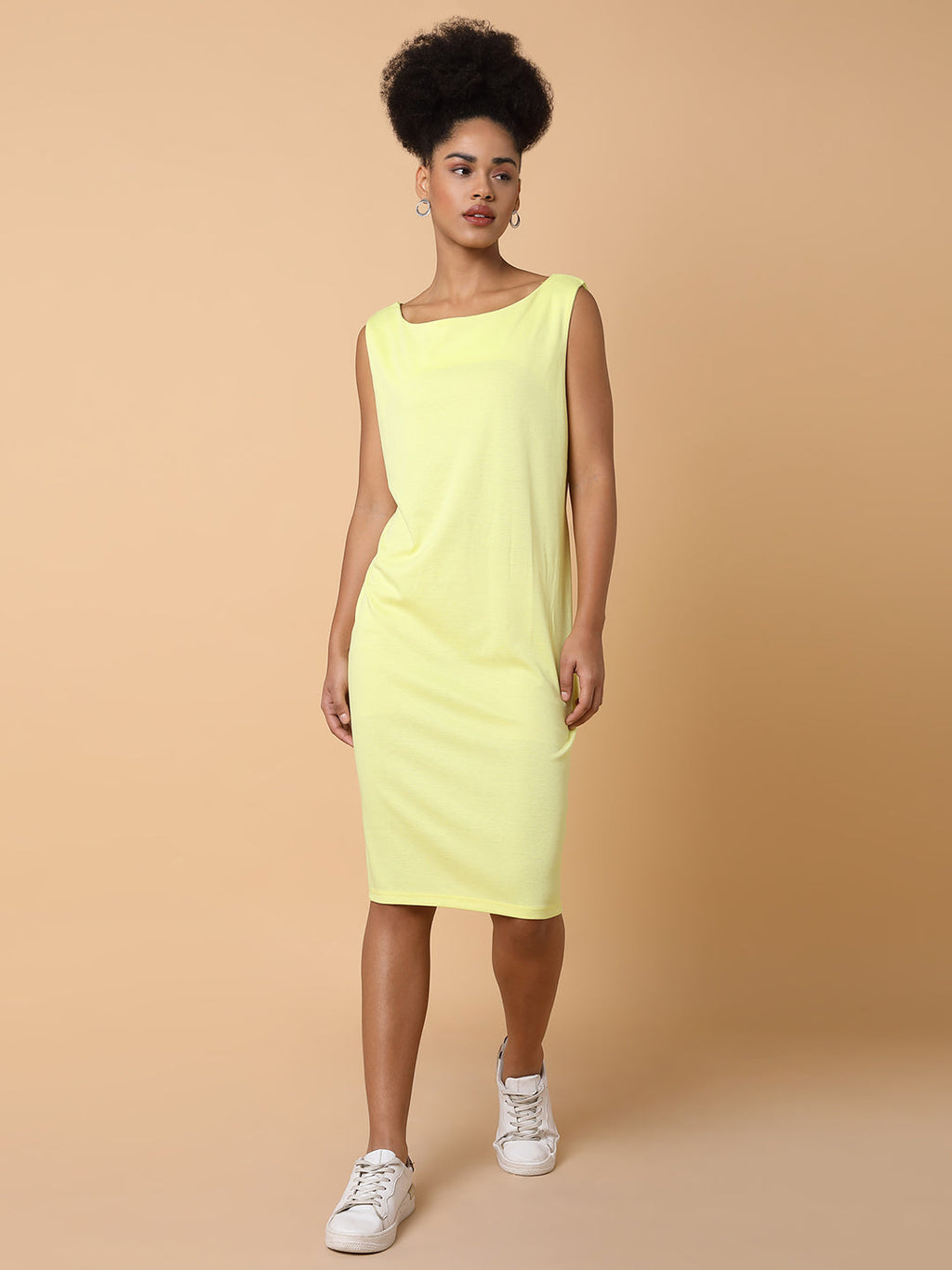 Women's Solid T-shirt Yellow Dress