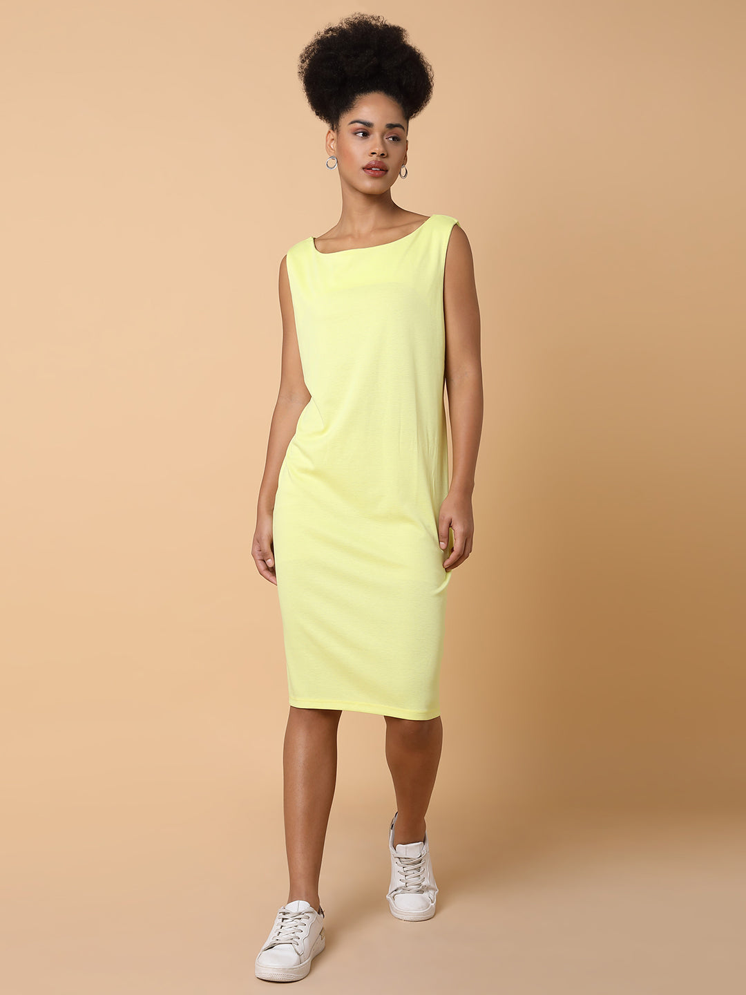 Women's Solid T-shirt Yellow Dress
