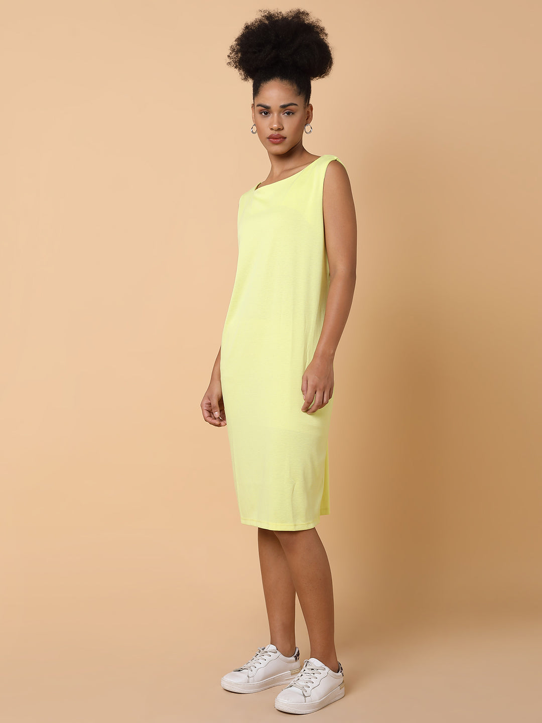 Women's Solid T-shirt Yellow Dress