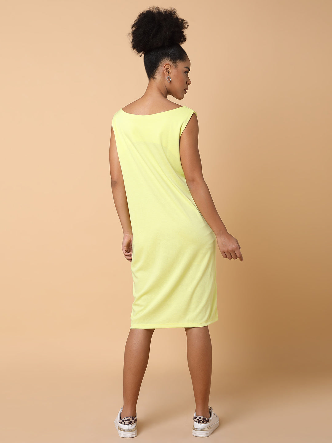 Women's Solid T-shirt Yellow Dress