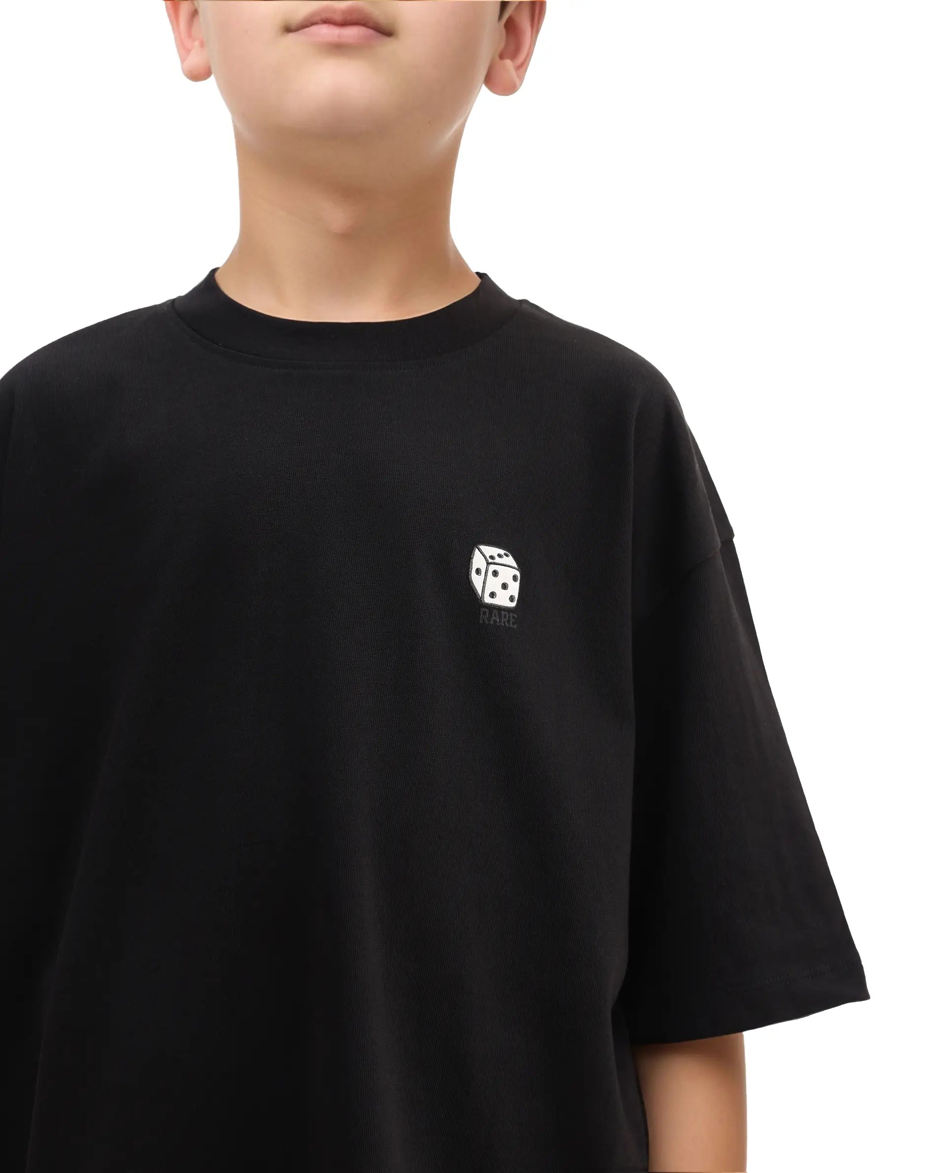 Rare Ones Kids Drake Black Cotton Solid Slip-On Closure Oversized Fit T-Shirt