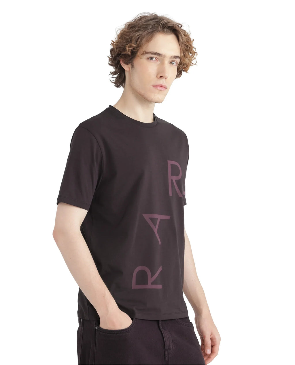 Rare Rabbit Men's Drax Dark Brown Cotton Graphic Print Regular Fit Half Sleeve Crew Neck T-Shirt