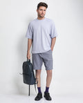 Rare Rabbit Men's Drivo Dusky Purple Cotton Blend Plain Regular Fit Shorts